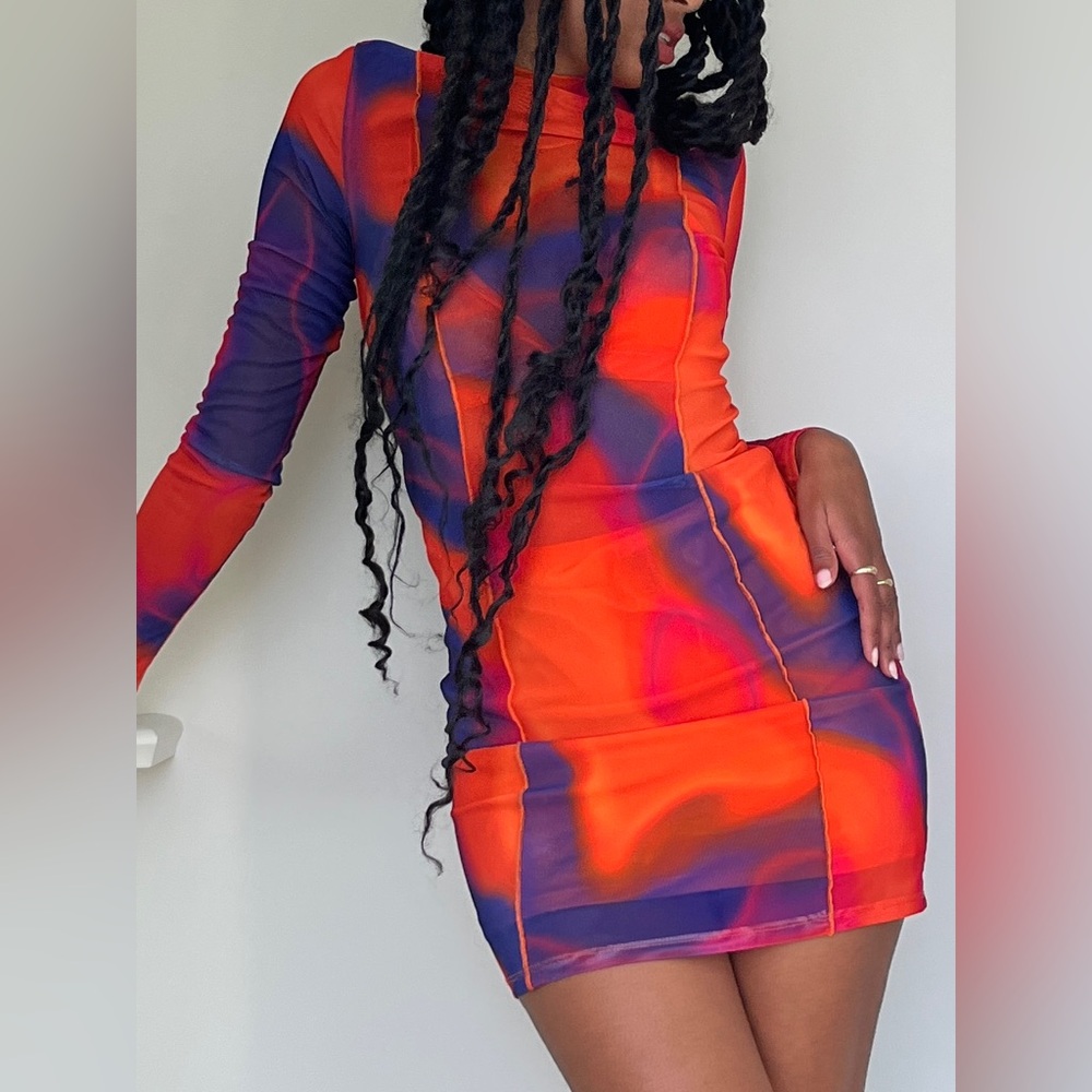 Printed mesh dress by h:ours